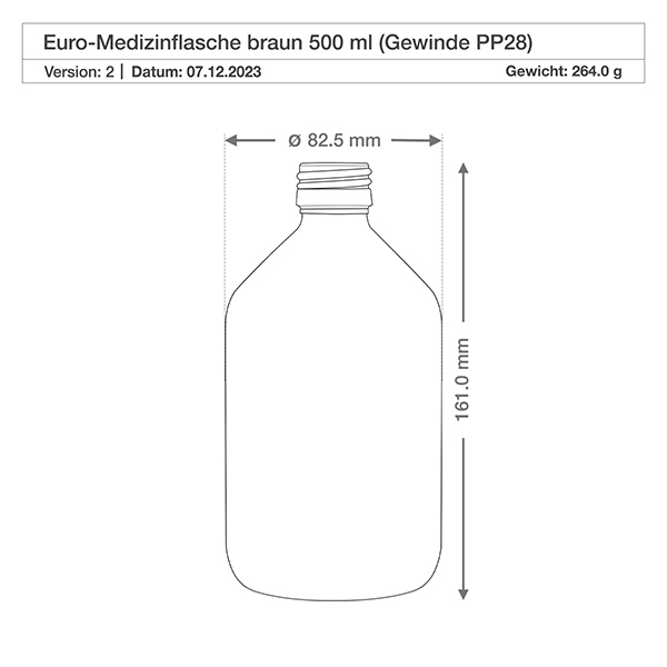 500ml Euro-medicijnfles helder glas 500ml Euro-medicijnfles helder glas