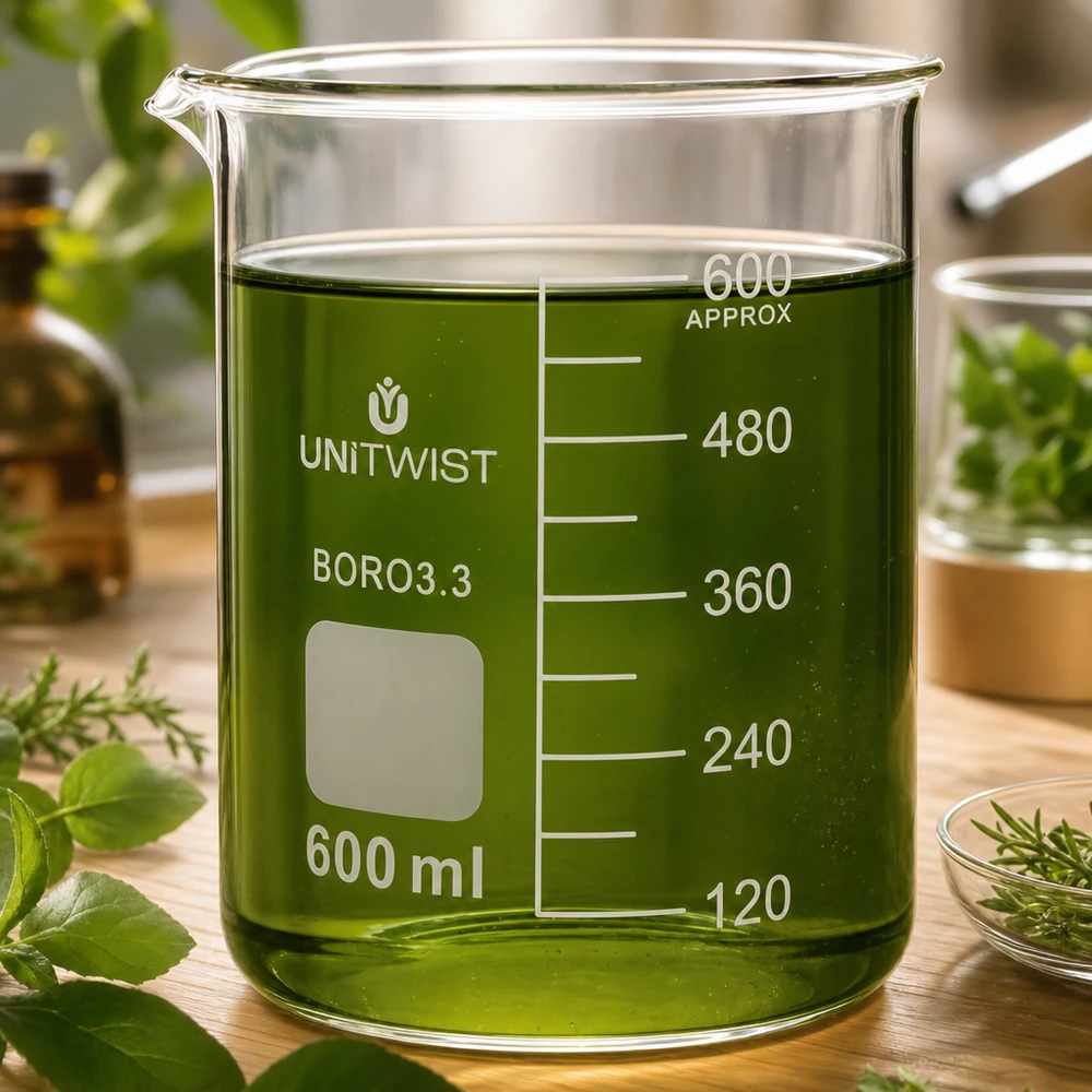 Becherglas 600 ml, hittebestendig borosilicaatglas UNiTWIST voor kruidenextractie