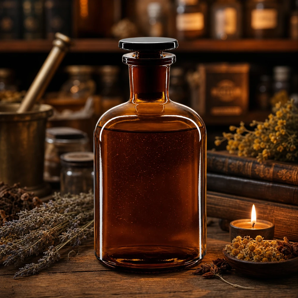 Apothekersfles 250 ml nauwe hals bruin glas incl. glazen stop Vintage apothekersfles van bruin glas, 250 ml, met glazen stop, voor laboratoriumtoepassingen