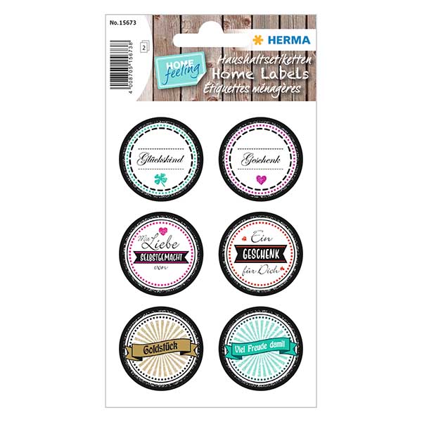 Sticker “Goldstück” (12 stickers met glitter) ø34mm | 2 vellen = 12 papieren stickers.