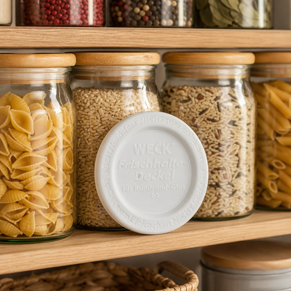 WECK Keep Fresh deksel RR60 Keukenrek Opbergpotten Pasta Granen Georganiseerd opbergen in voorraadkast