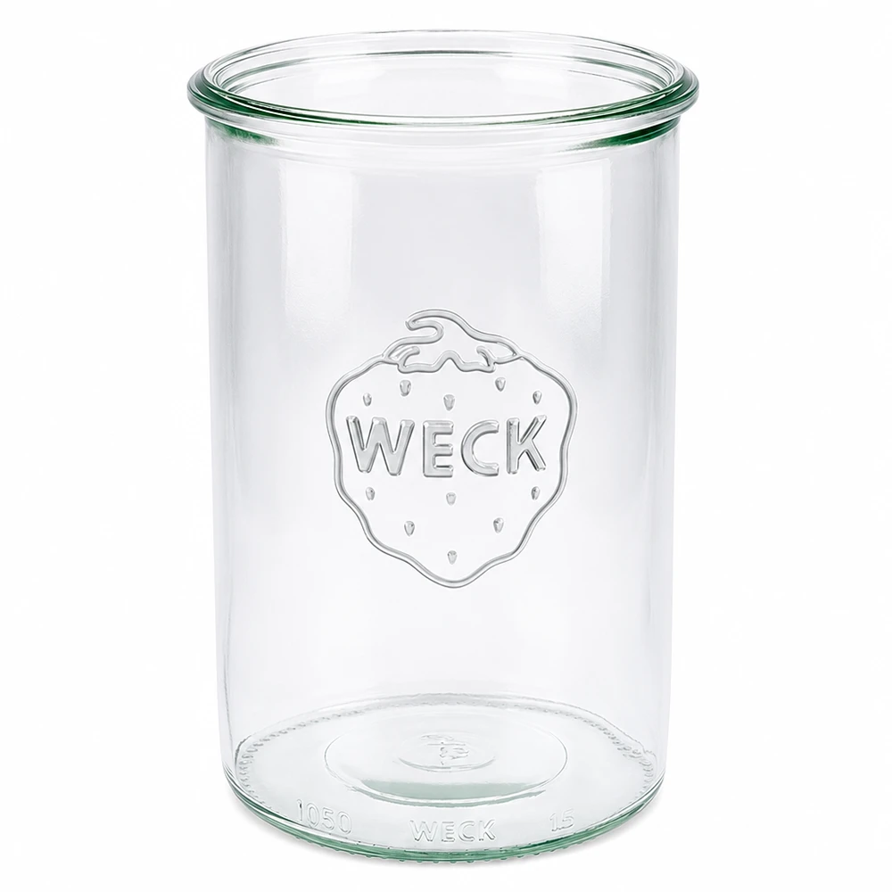 WECK 1000ml RR100 mason jar van helder glas met reliëflogo voor conserveren en bewaren