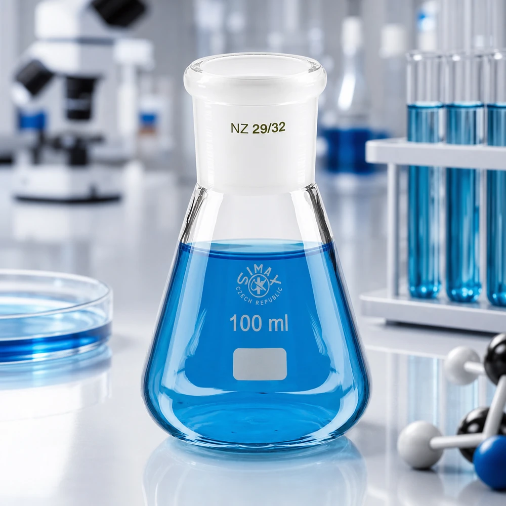 Erlenmeyer 100 ml wijde hals borosilicaat met slijpstuk 29/32 Erlenmeyer 100 ml wijde hals borosilicaat met slijpstuk 29/32
