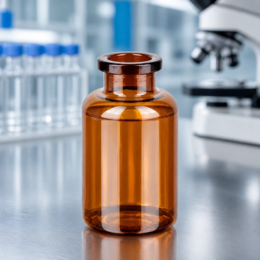 Injectiefles bruin glas 20ml Pharmazeutische Braunglas Injektionsflasche 20ml mit flachem Boden und breitem Körper