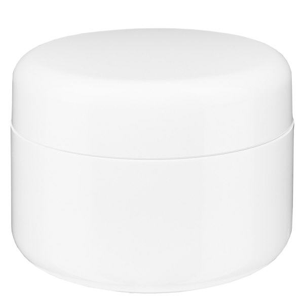 Crèmepot 'Softline' wit 100ml met schroefdop en afdekplaatje Crèmepot 'Softline' wit 100ml met schroefdop en afdekplaatje