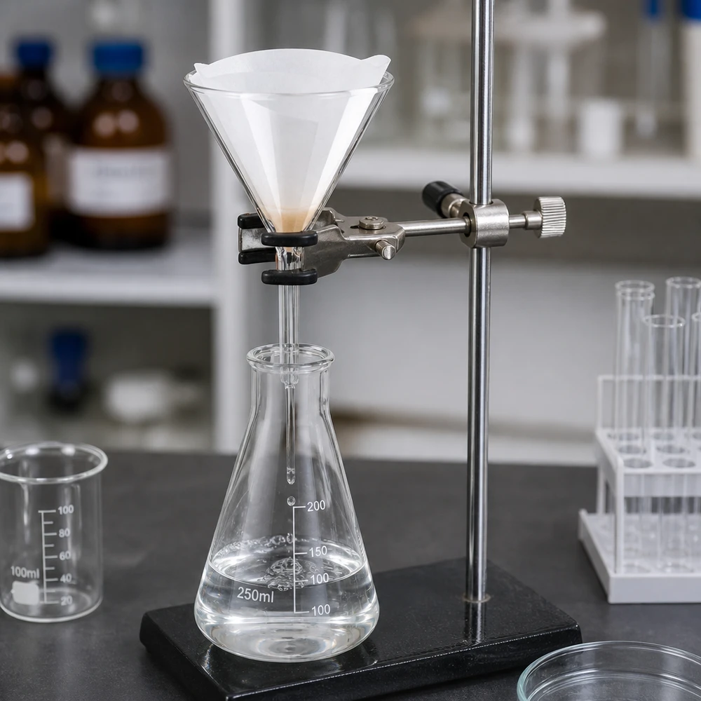 Glazen trechter Ø 85mm - borosilicaat 3.3 - 60° hoek Hittebestendige trechter van borosilicaat met een diameter van 85 mm en een hoek van 60 graden voor laboratoriumwerk