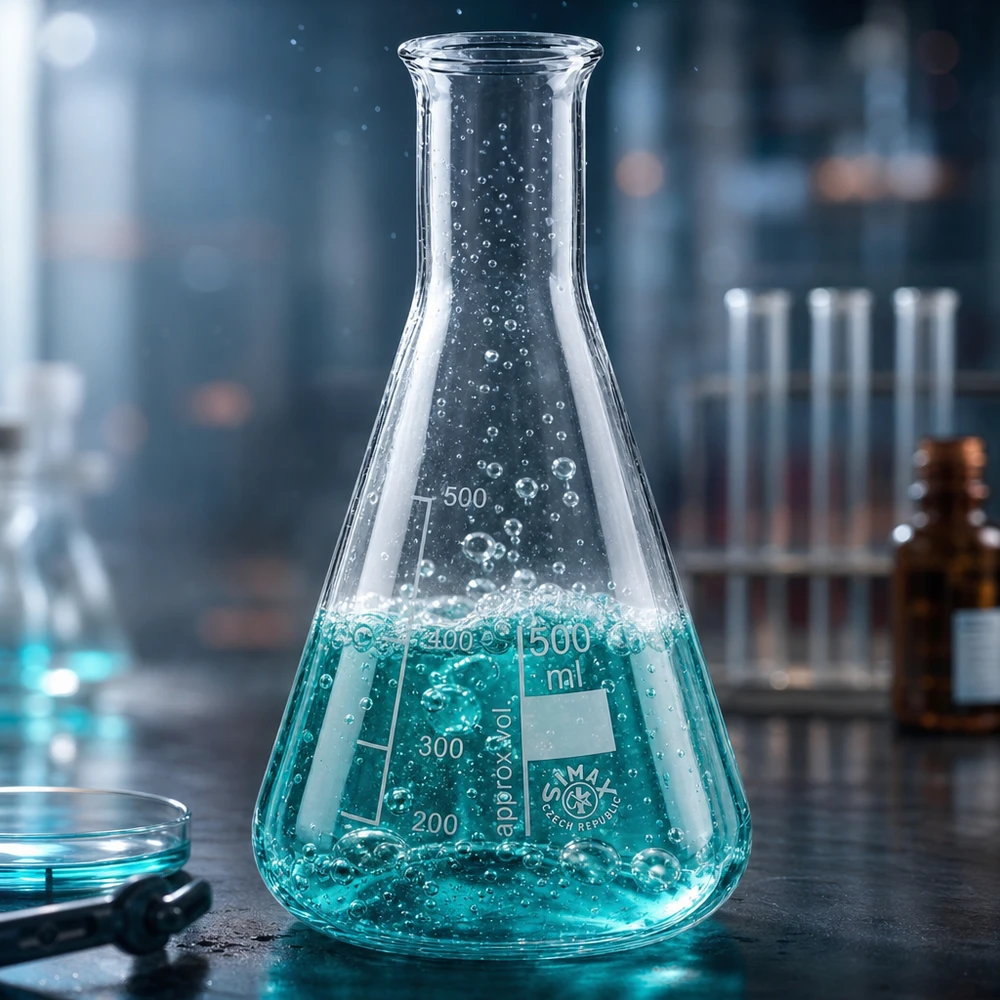 Erlenmeyer 500ml nauwe hals borosilicaat met afgeronde rand Erlenmeyer 500ml transparant laboratoriumglas met volumeschaal voor wetenschappelijke experimenten