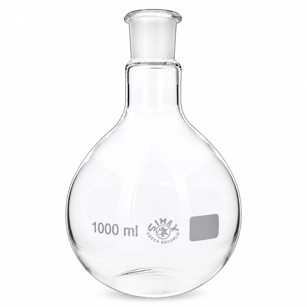 Platbodem kolf 1000ml wijde hals borosilicaat met slijpstuk 29/32 Glazen kolf 1000ml rond met geslepen hals 29/32 voor analytische chemie