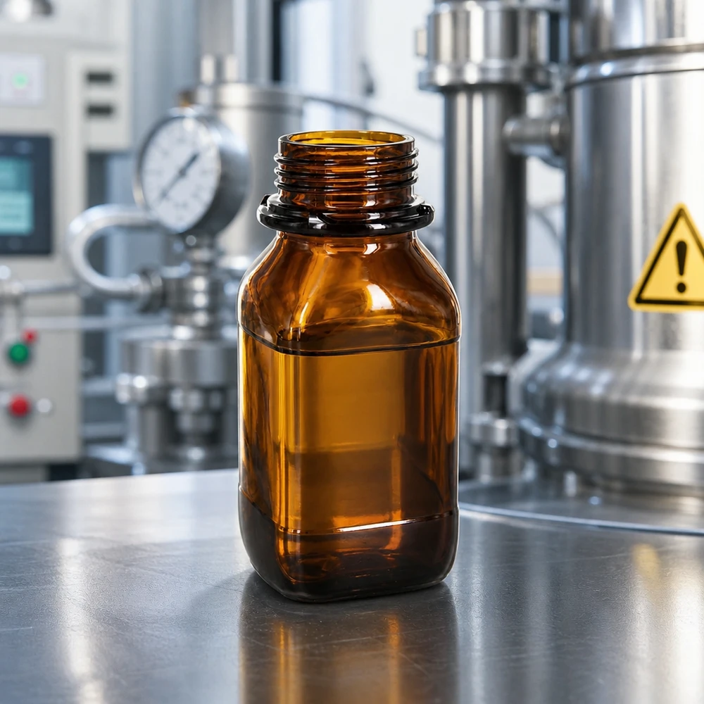 250 ml vierkante fles met wijde hals bruin glas met DIN 45 krans Chemiefles 250ml van amberkleurig borosilicaatglas voor professionele laboratoriumtoepassingen