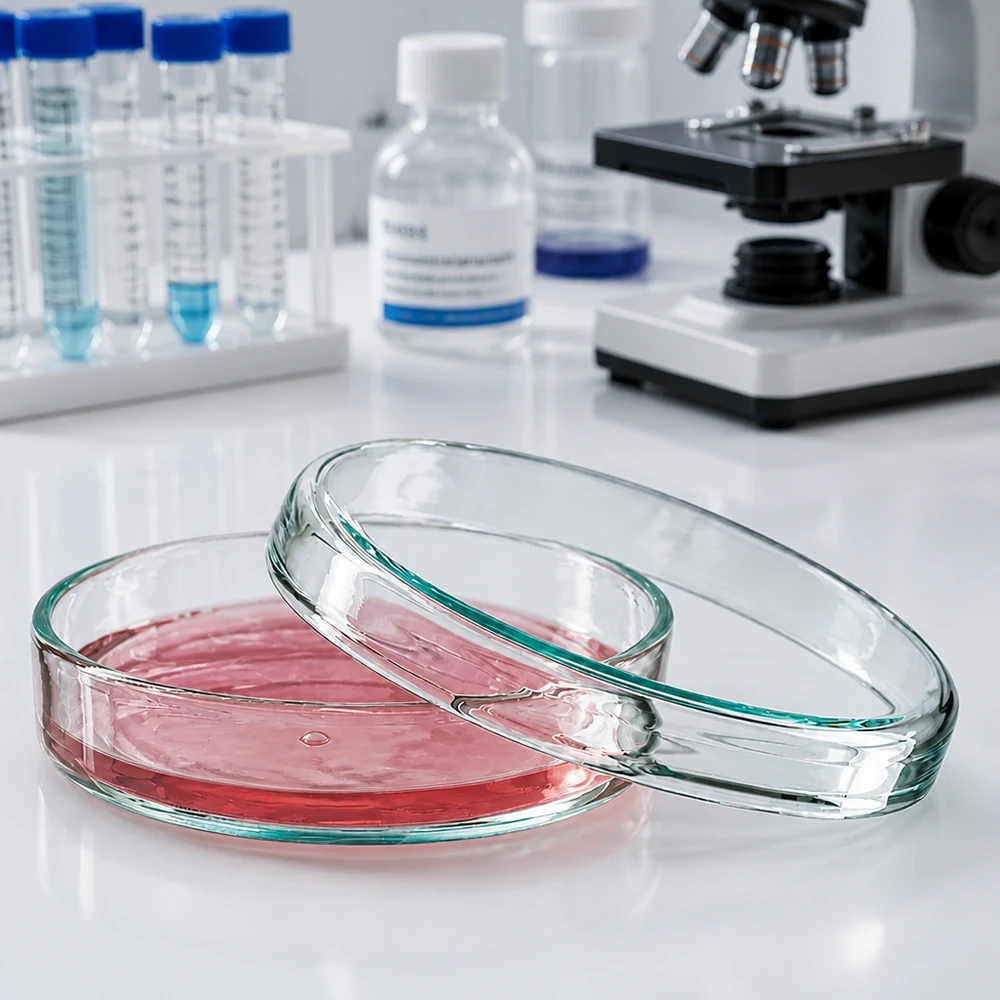 Glazen petrischaal 70 x 15 mm, tweedelig met deksel, voor microbiologisch onderzoek in het laboratorium