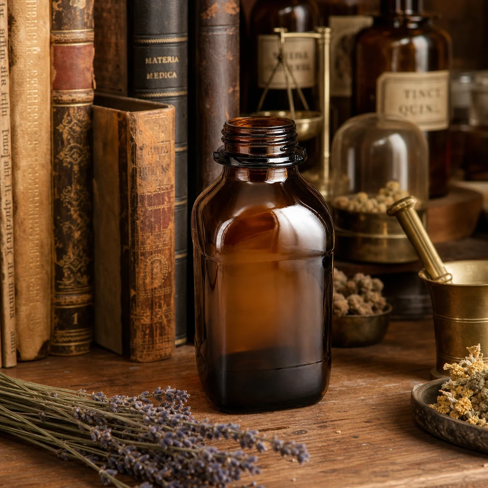 Premium chemicaliënfles van 1000 ml van beschermend bruin glas Apothekersfles 1000ml van amberkleurig glas in vintage stijl voor farmaceutische toepassingen