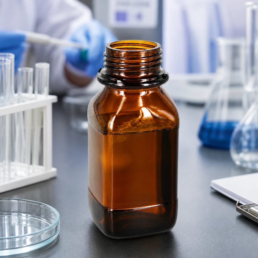 Amberkleurige glazen fles 250 ml met schroefdop voor UV-bescherming met chemicaliën