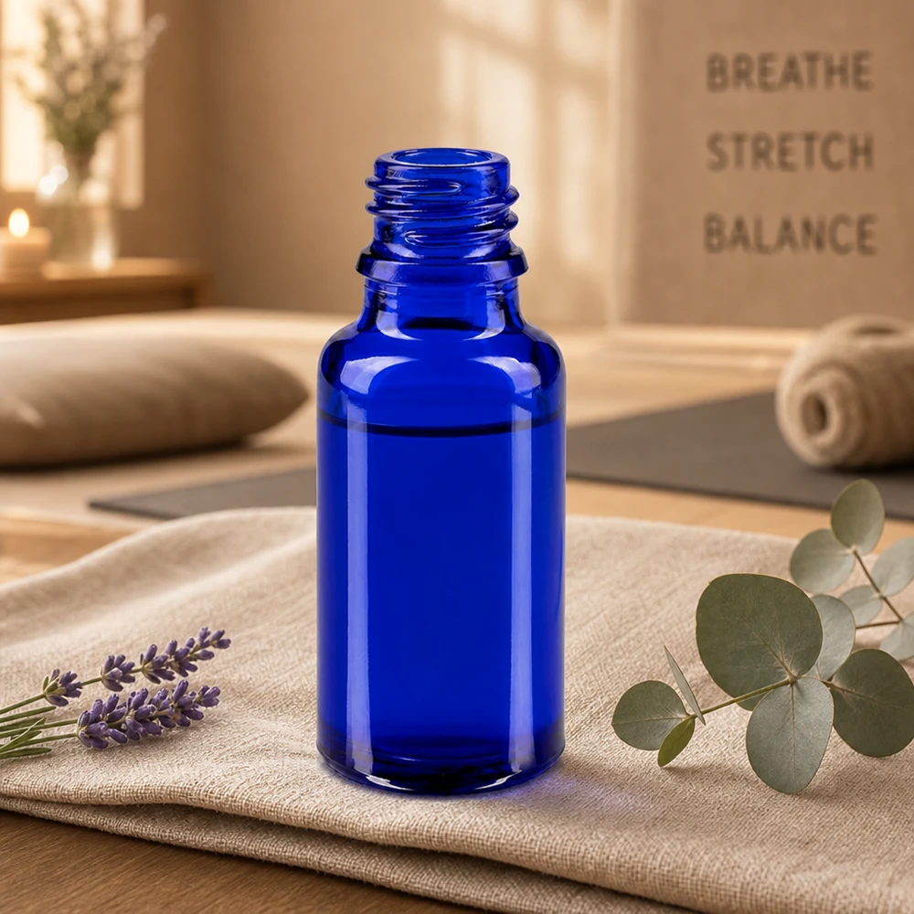 Blauwe glazen fles 20ml Premium ApoGlas flesje 20 ml in diepblauw met precieze schenkrand voor exacte dosering