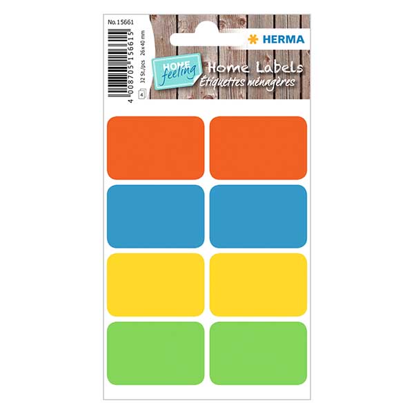 Universele etiketten gekleurd (32 stickers) 26x40mm