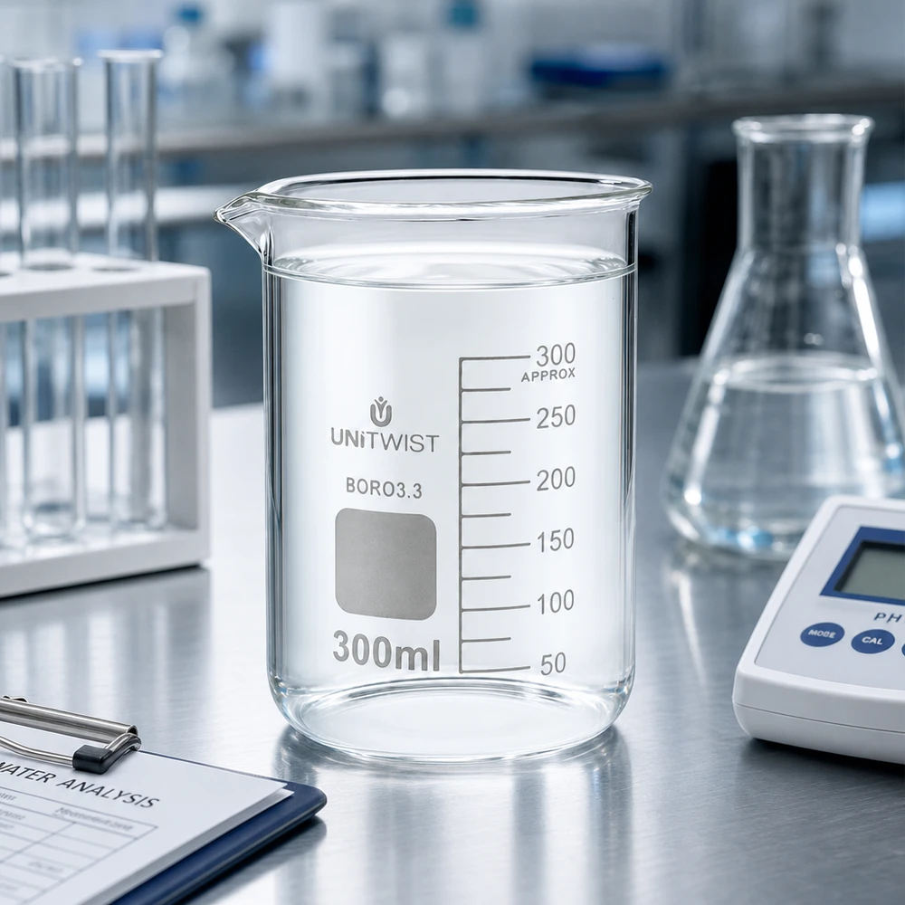 UNiTWIST laboratoriumglas 300 ml, borosilicaat 3.3, voor wateranalyse in het scheikundelaboratorium