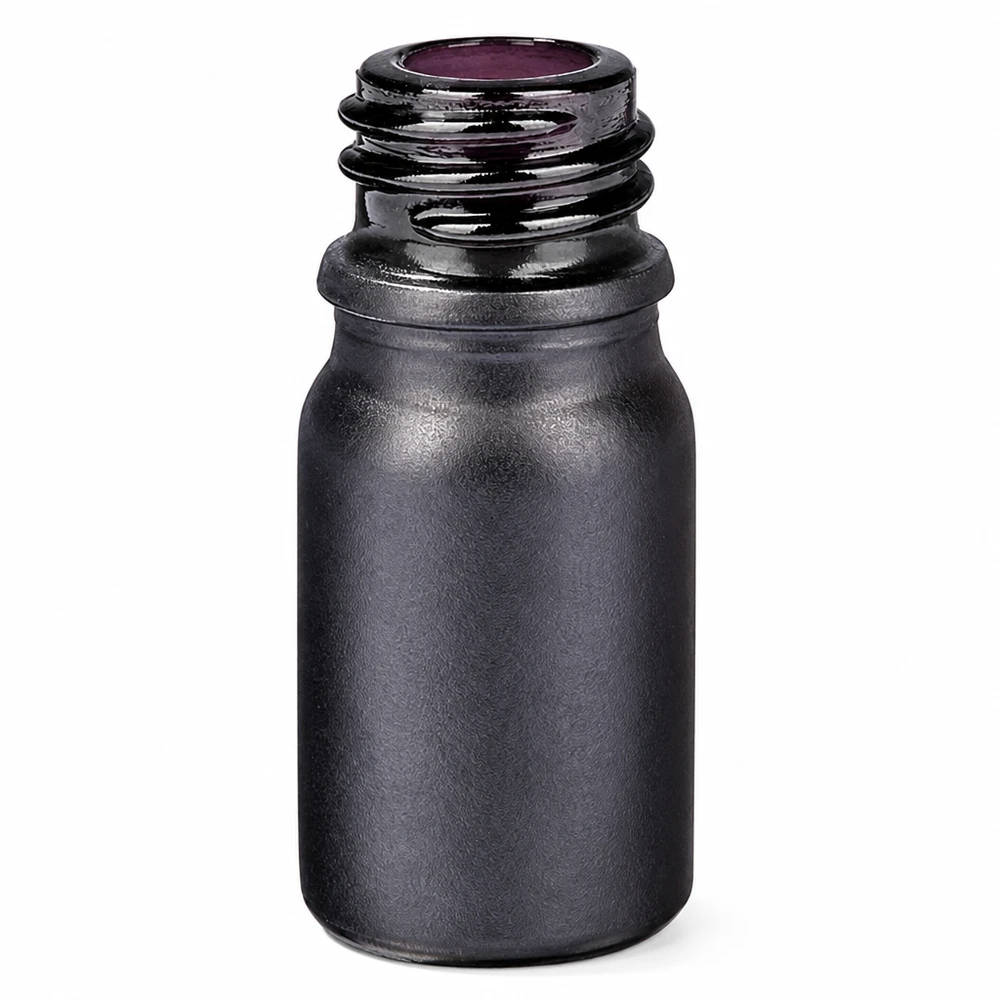 5ml apothekersfles BlackLine UT18/5 UNiTWIST Hoogwaardige violette glazen fles 5ml BlackLine UT18/5 UNiTWIST met zwart oppervlak