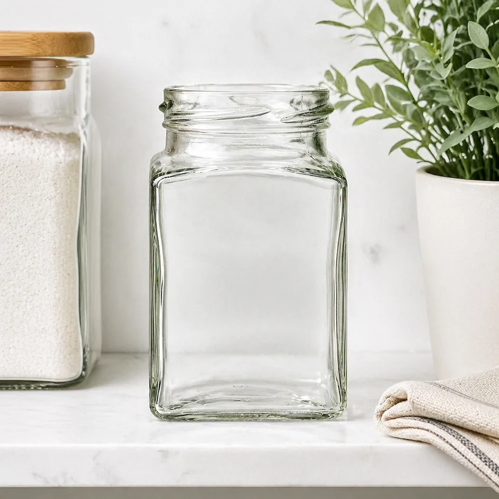 UNiTWIST Tetra260 4-hoekige pot 260ml TO58 lege inmaakpot vierkant transparant voor keuken en opslag