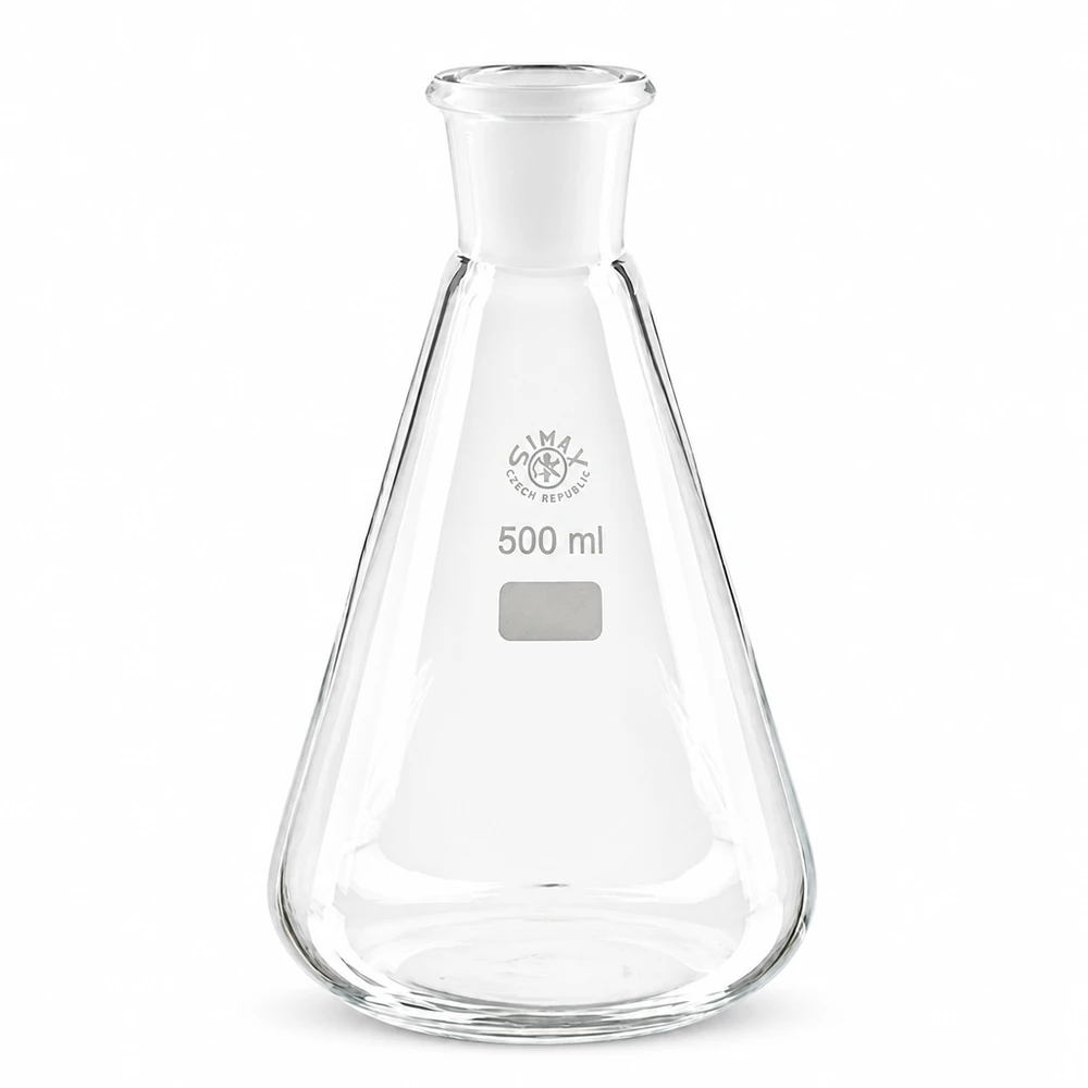 Erlenmeyer 500ml nauwe hals borosilicaat met slijpstuk 29/32 Hoogwaardige Glaserlenmeyer met brede bodem en smalle hals NS 29/32