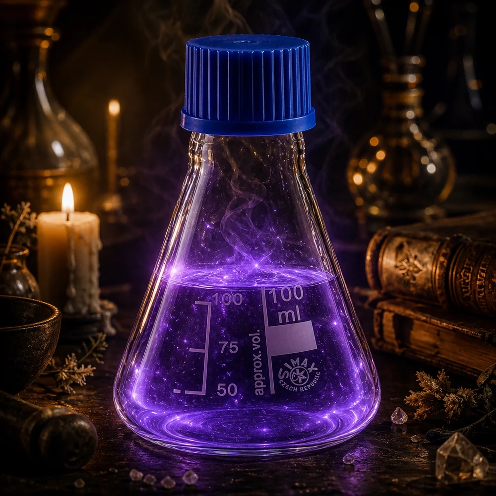Erlenmeyer 100ml glas met nauwe hals borosilicaat met schroefdraad en sluiting Chemie glazen Erlenmeyer 100ml inhoud met afneembare blauwe dop