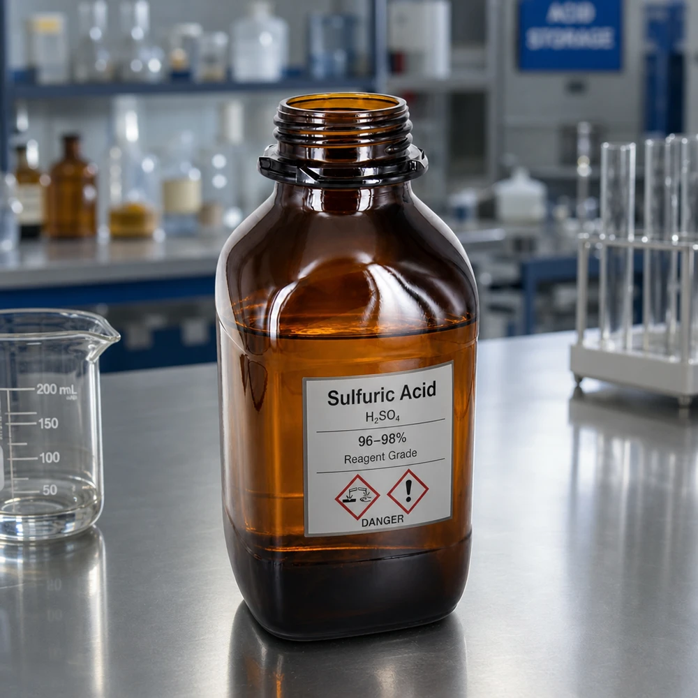 Premium chemicaliënfles van 1000 ml van beschermend bruin glas Professionele 1000ml chemische fles met reagenskwaliteit voor hoogzuivere stoffen
