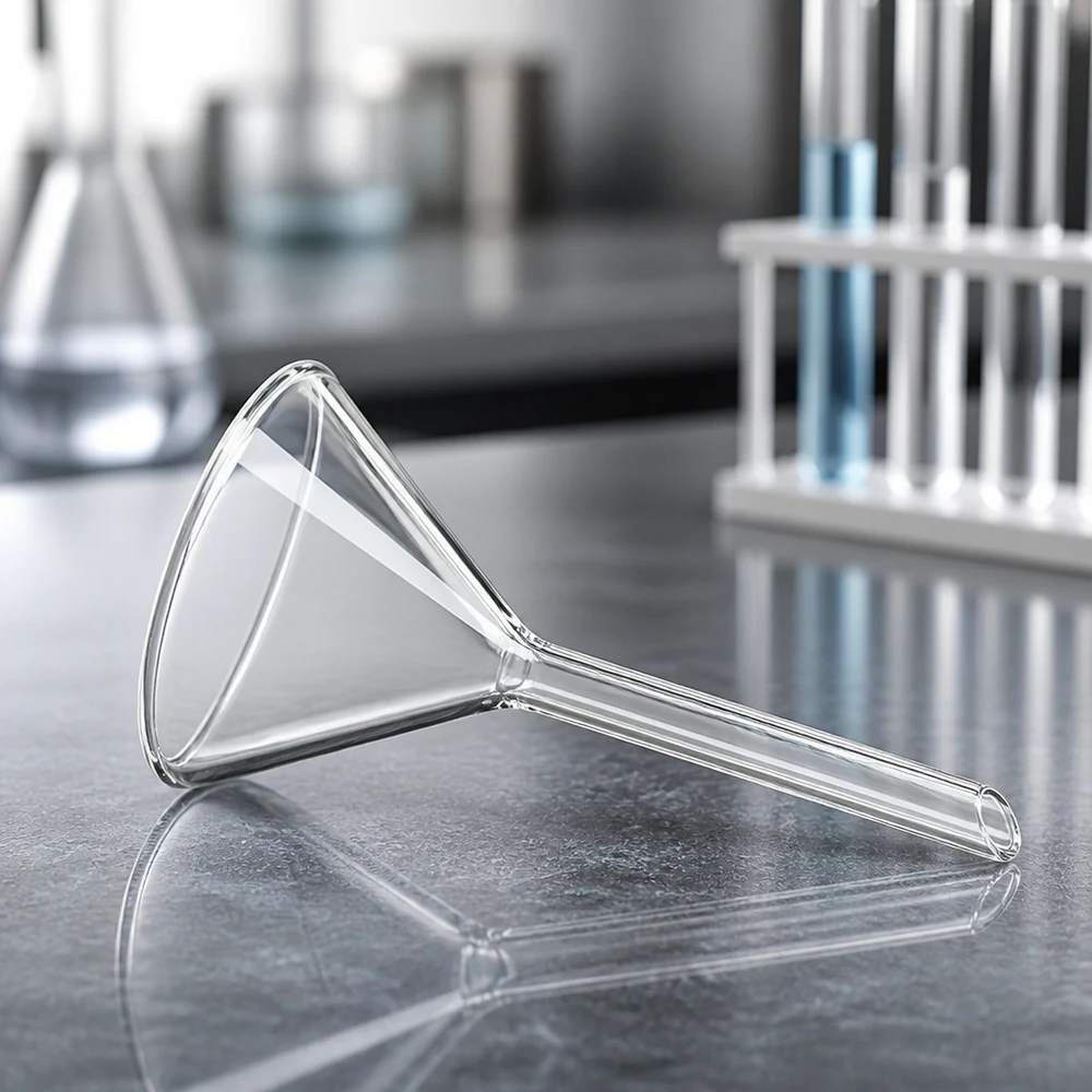 Glazen trechter Ø 50mm - kalk-soda-glas - 60° hoek Wetenschappelijke glazen trechter met een openingshoek van 60 graden voor efficiënte vloeistofoverdracht