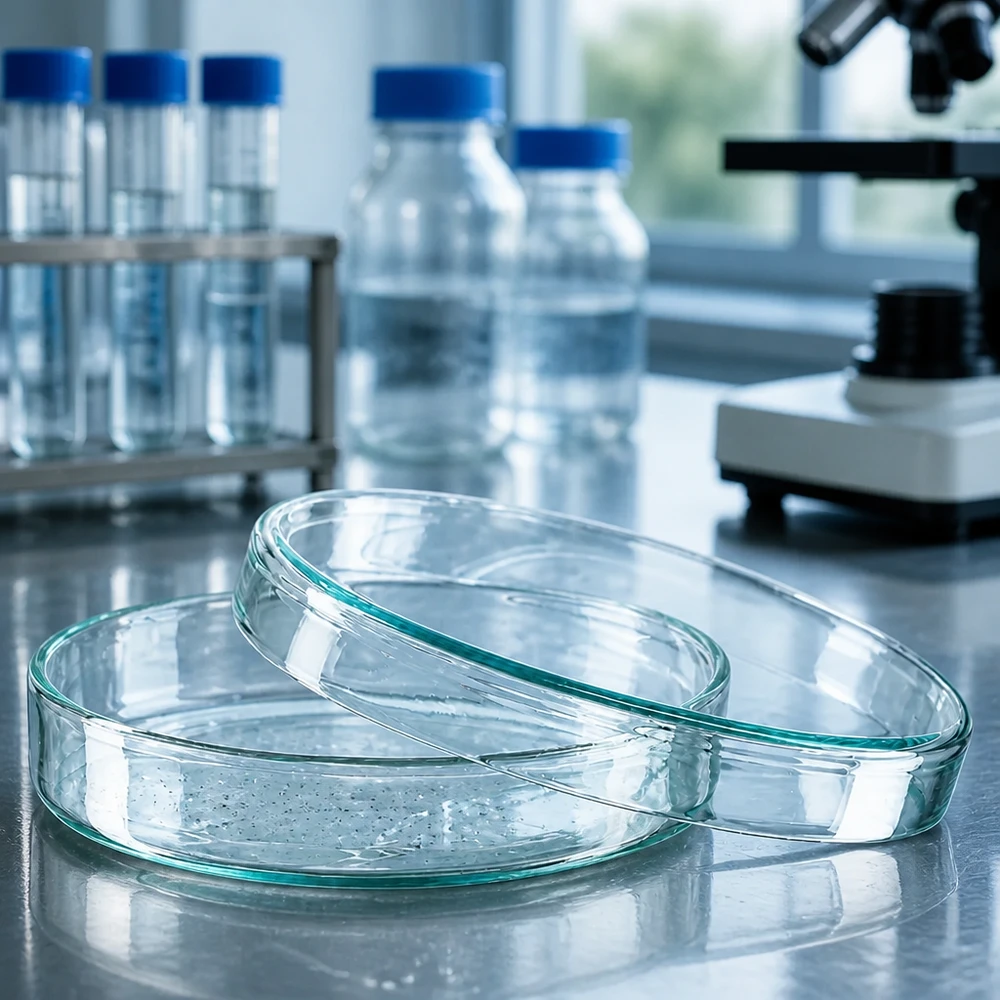 Petrischaal 100 x 20 mm van helder glas voor microbiologie, mycologie en celbiologie