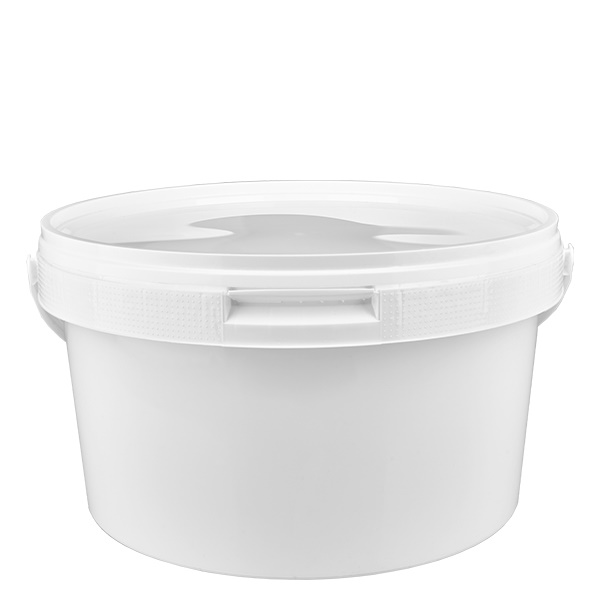 3,5 liter emmer van wit PP plastic met deksel 3,5 liter emmer van wit PP plastic met deksel