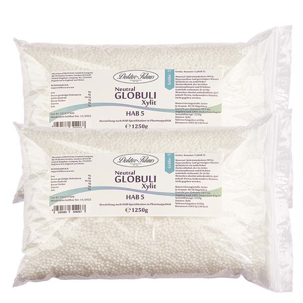 2,5 kg Neutral Globuli HAB5 van xylitol (suikervrij) (2 x 1.25kg) 2,5 kg Neutral Globuli HAB5 van xylitol (suikervrij) (2 x 1.25kg)