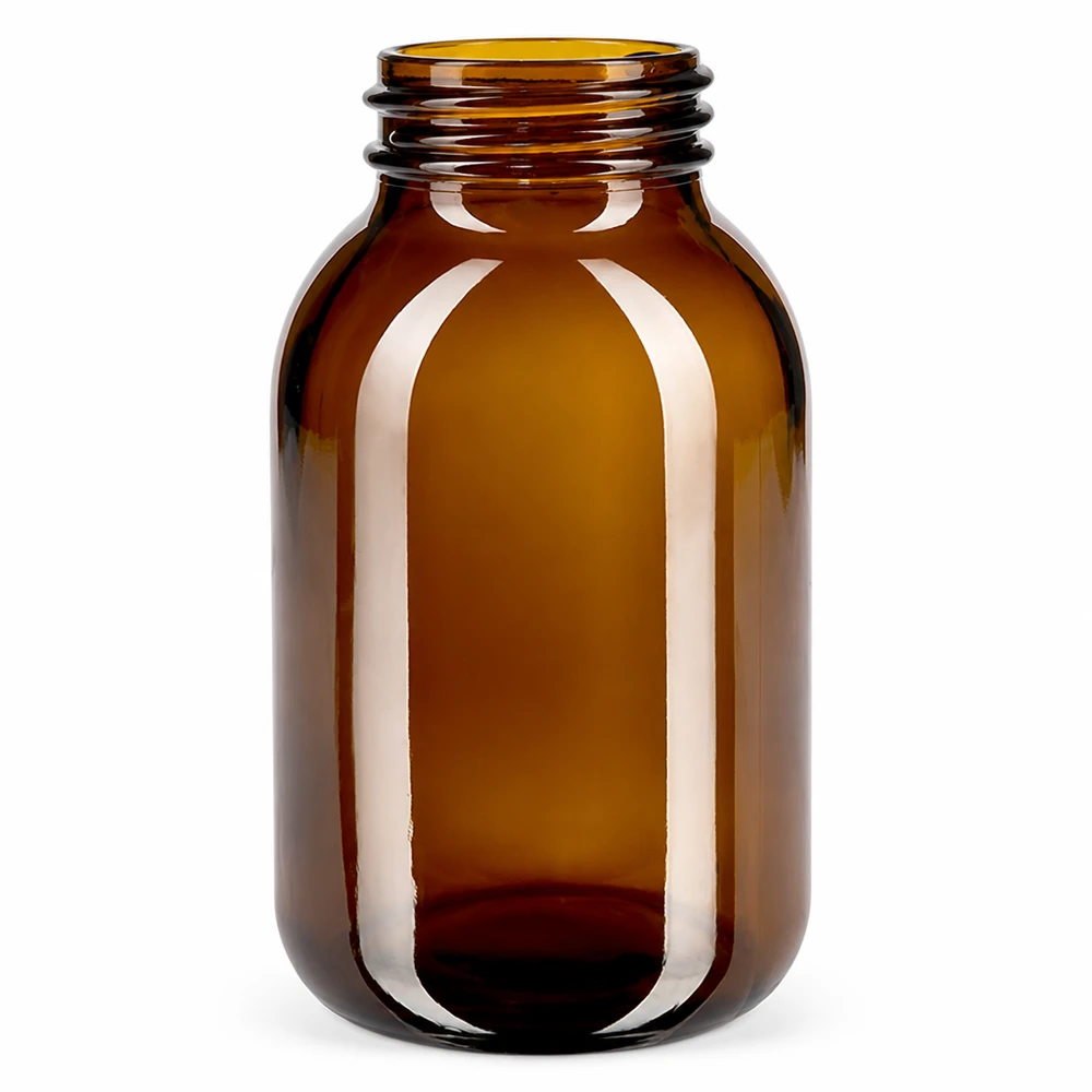 Fles met wijde hals 500 ml bruin glas met DIN 55 opening zonder sluiting 500ml wijdhalsfles van amberkleurig glas voor farmaceutische en cosmetische toepassingen