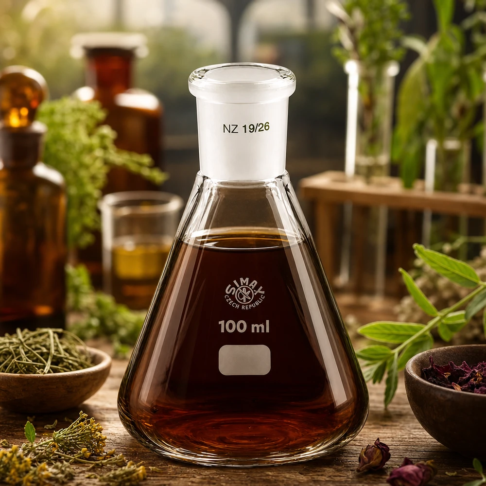 Erlenmeyer 100ml nauwe hals borosilicaat met slijpstuk 19/26 Erlenmeyer 100ml nauwe hals borosilicaat met slijpstuk 19/26