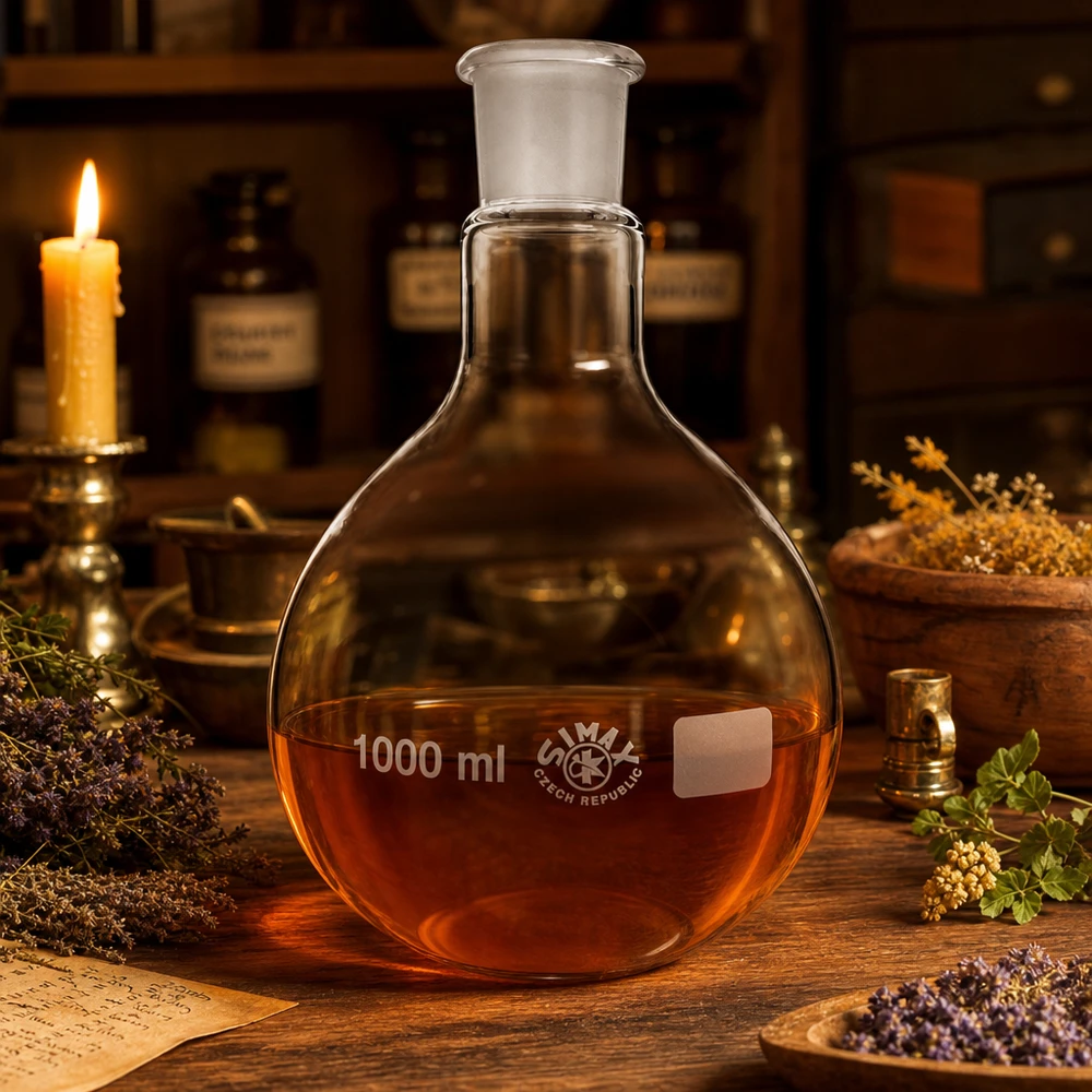 Platbodem kolf 1000ml wijde hals borosilicaat met slijpstuk 29/32 Professionele rondbodemkolf 1000ml met brede buik voor optimale warmteverdeling in het laboratorium