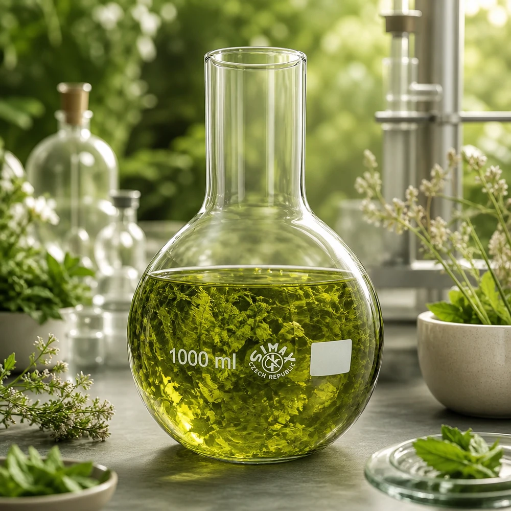 Platbodem kolf 1000ml wijde hals borosilicaat met afgeronde rand Opzetkolf 1000ml voor analytische chemie met nauwkeurige volumemarkering en groot vulbereik