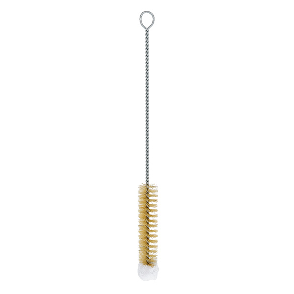 Ronde reinigingsborstel met katoenen kop ?16mm. Ideaal voor het schoonmaken van reageerbuizen. Natuurlijk haar en katoen. 22 cm totale lengte.