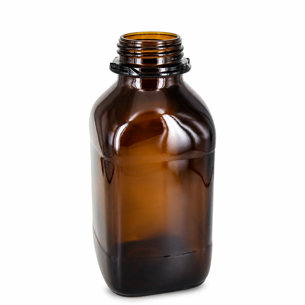 Premium chemicaliënfles van 1000 ml van beschermend bruin glas 1000ml chemische fles van amberkleurig glas met schroefdraad voor laboratoriumgebruik