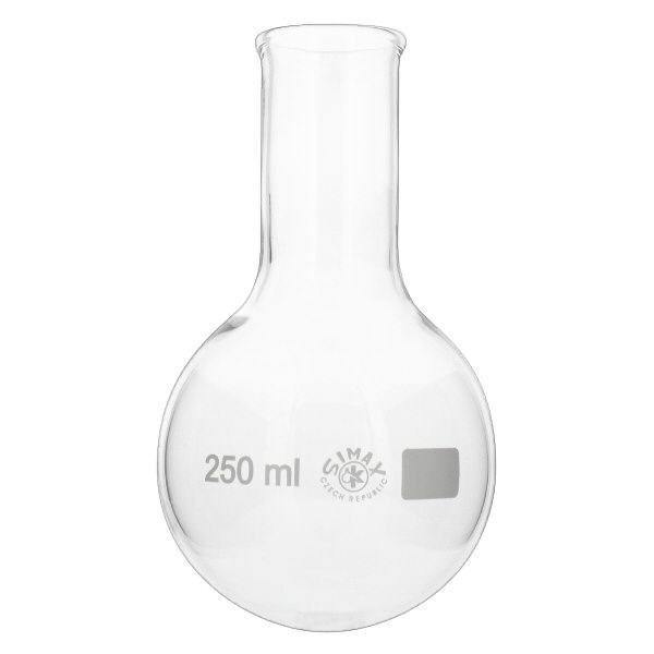 Platbodem kolf 250ml nauwe hals borosilicaat met afgeronde rand
