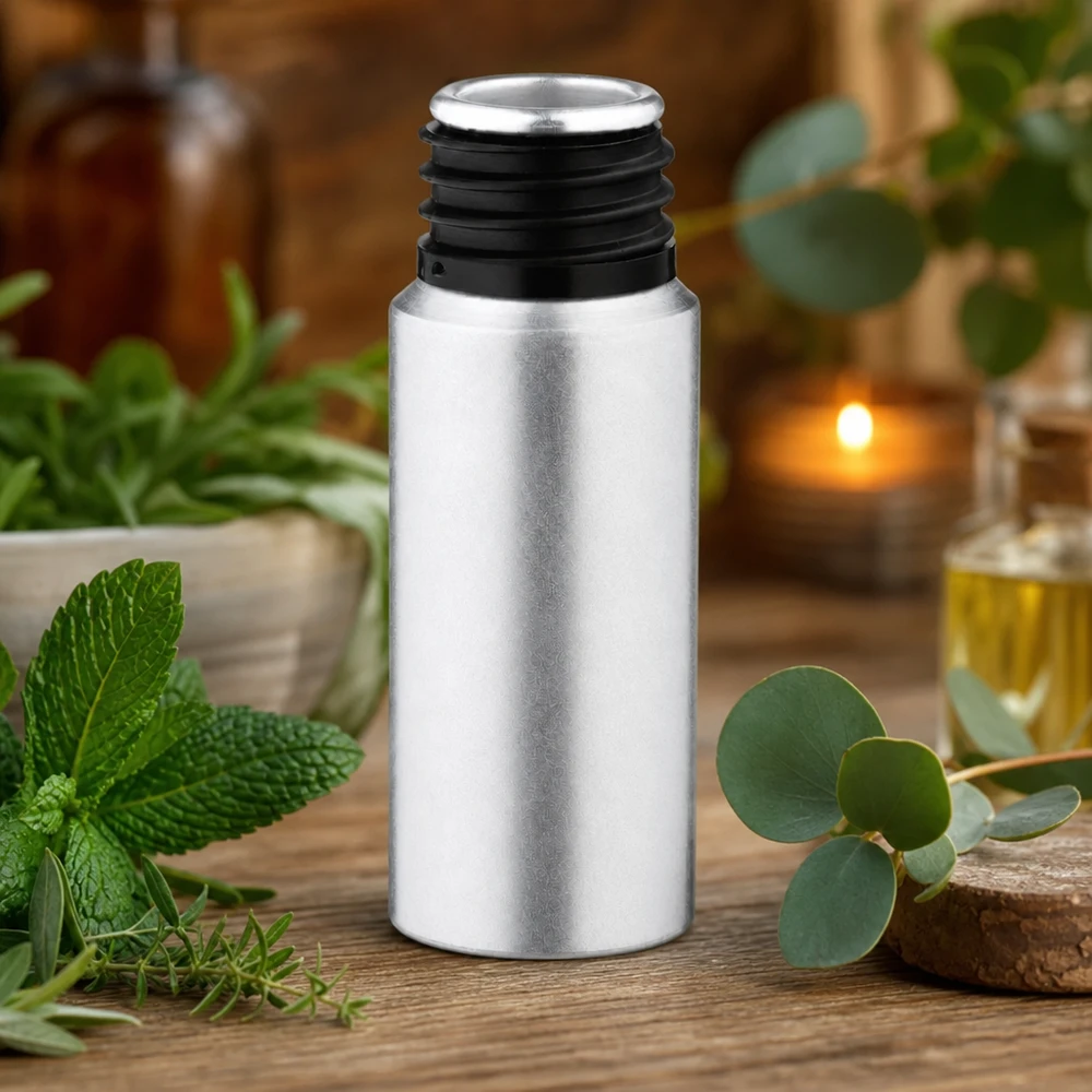 20 ml aluminium fles gebeitst zonder sluiting Premium 20ml flesje van gekleurd aluminium beschermd tegen licht voor gevoelige actieve ingrediënten en oliën