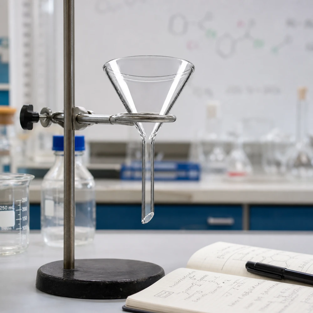 Glazen trechter Ø 50mm - kalk-soda-glas - 60° hoek Transparante trechter met een hoek van 60 graden gemaakt van hoogwaardig natronkalkglas voor laboratoriumtechnologie