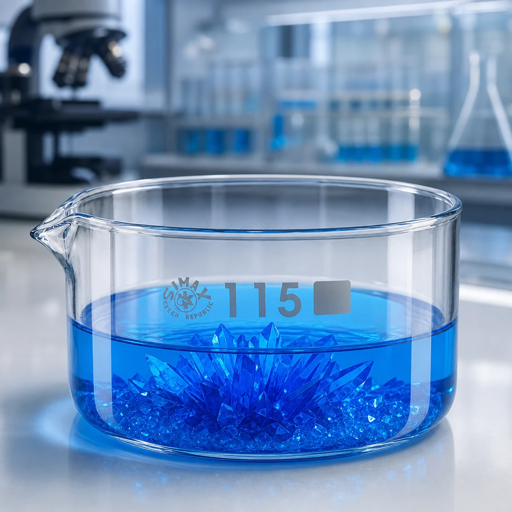 Kristallisatiebak van 500 ml, laag model, met uitgietmond voor chemische kristallisatie, Ø 115 mm