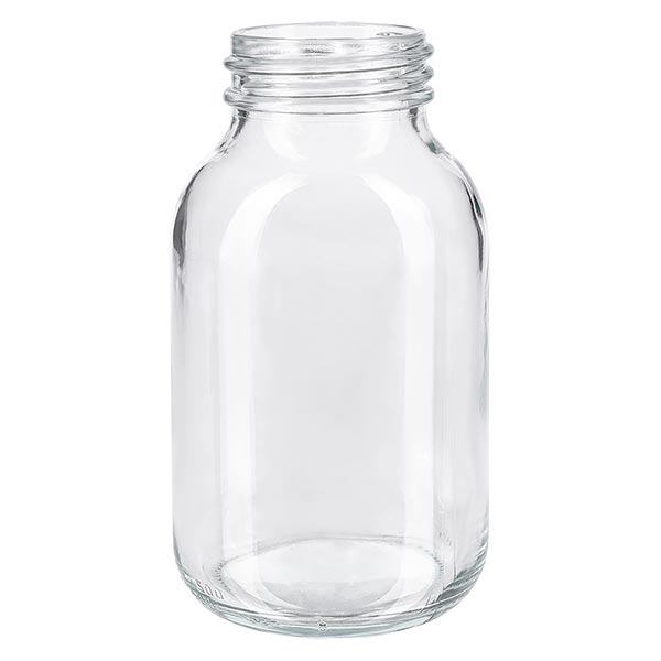 Fles met wijde hals 500 ml helder glas met DIN 55 opening zonder sluiting Fles met wijde hals 500 ml helder glas met DIN 55 opening zonder sluiting