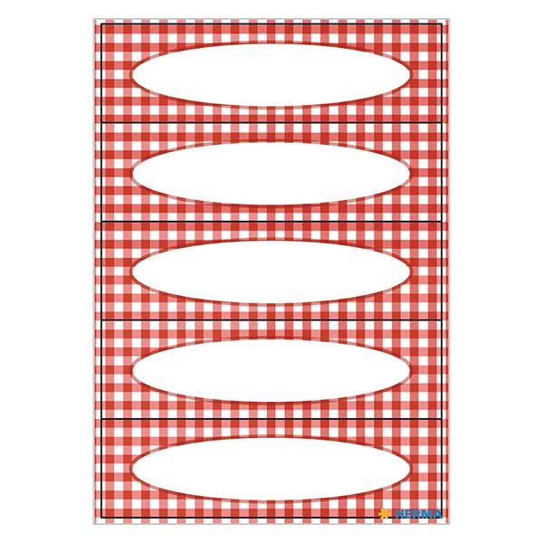 Keuken etiketten rood geruit (20 stickers)