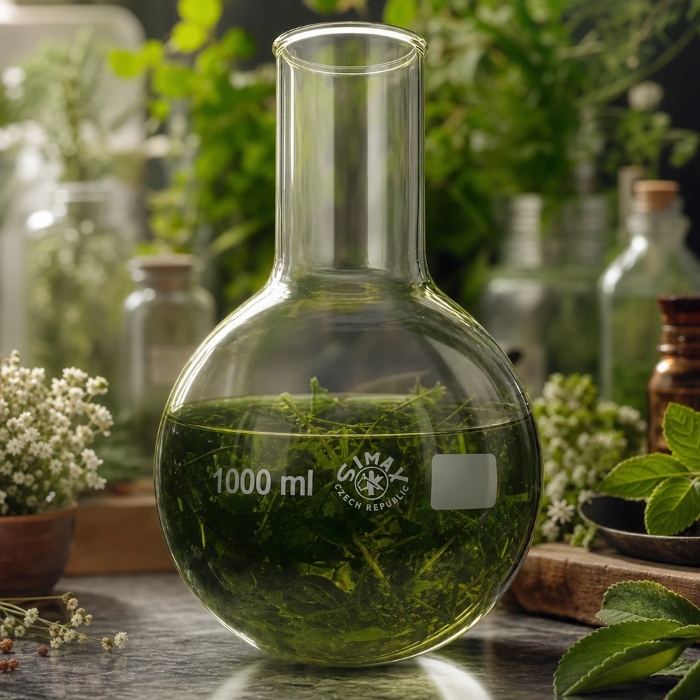 Platbodem kolf 1000ml wijde hals borosilicaat met afgeronde rand Professionele laboratoriumkolf 1000ml met robuuste glazen wand voor intensief gebruik