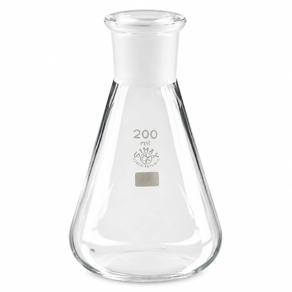 Erlenmeyer 200 ml nauwe hals borosilicaat met slijpstuk 29/32 Erlenmeyer 200 ml nauwe hals borosilicaat met slijpstuk 29/32