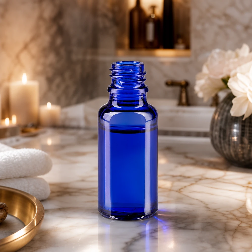 Blauwe glazen fles 20ml Traditionele blauwe 20ml ApoGlas fles met glad oppervlak voor hygiënisch reinigen