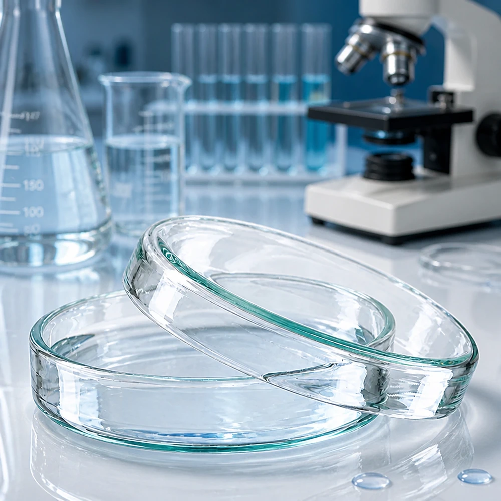 Glazen petrischaal van 60 x 15 mm met bijpassend deksel voor het contaminatievrij bewaren van monsters