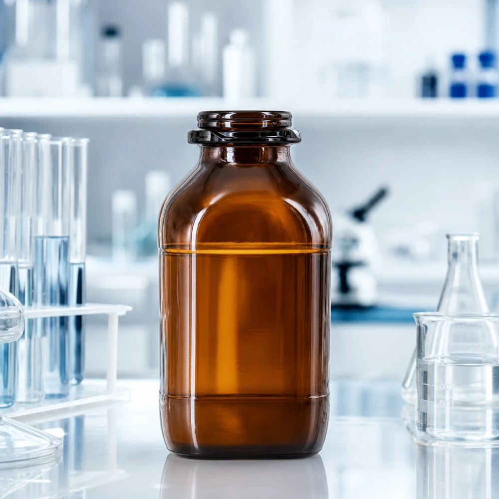 Premium chemicaliënfles van 1000 ml van beschermend bruin glas Hoogwaardige 1000 ml chemische fles met wijde opening voor eenvoudig vullen en legen