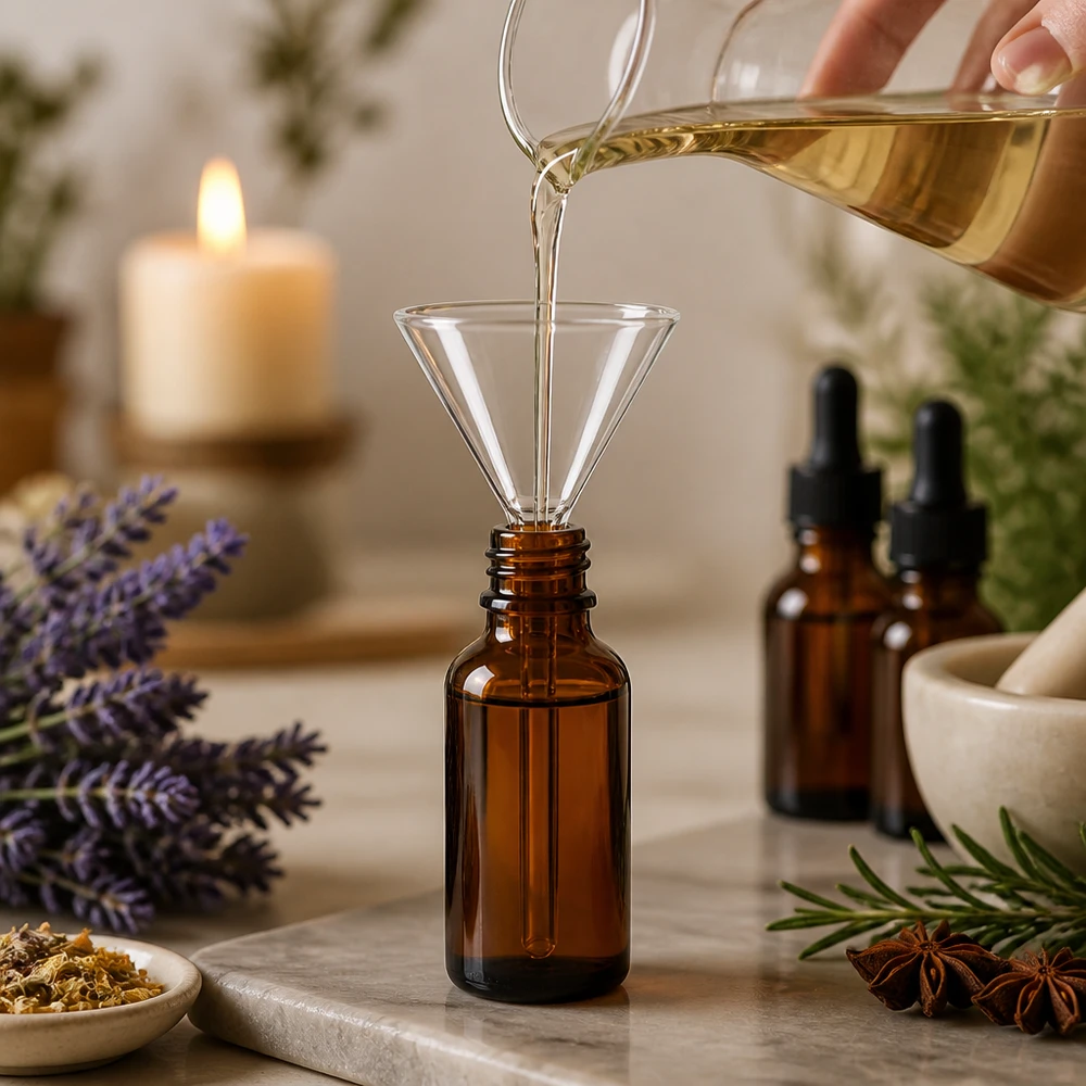 Glazen trechter Ø 100mm - borosilicaat 3.3 - 60° hoek Precisie glazen trechter 100 mm met korte steel voor farmaceutische en aromatherapeutische toepassingen