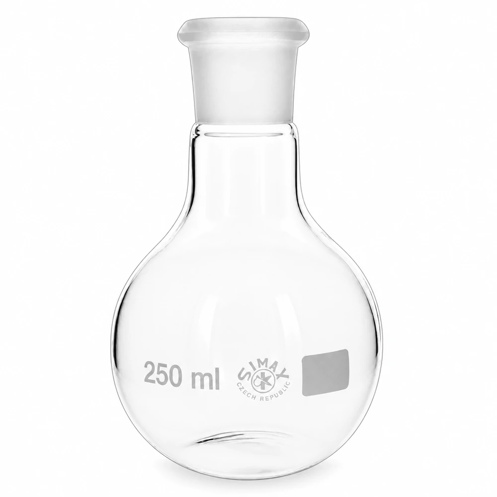 Platbodem kolf 250ml wijde hals borosilicaat met slijpstuk 29/32 Laboratoriumglaswerk Kolf met een inhoud van 250 ml met standaard geslepen verbinding voor analyse
