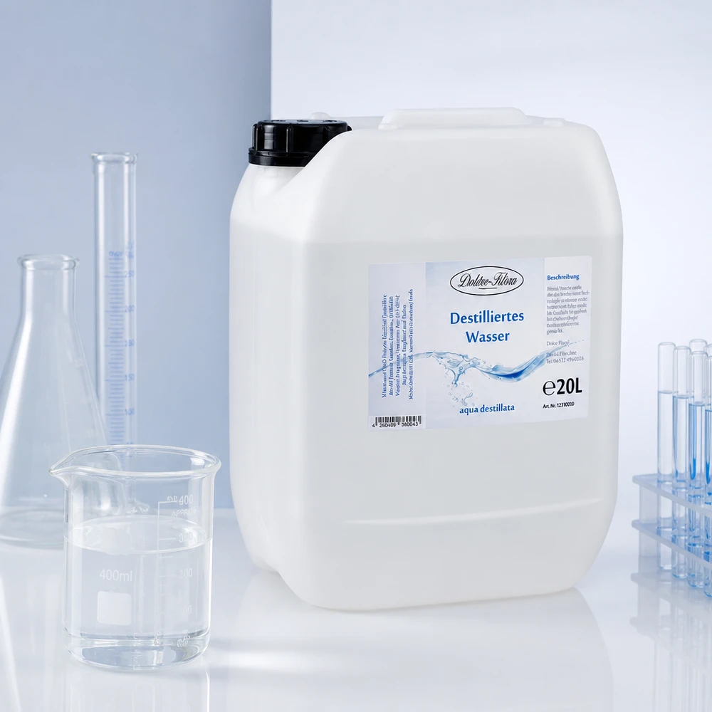 20 liter gedestilleerd water - Aqua dest in blanke premium jerrycan van Doktor Klaus Doktor-Klaus gedestilleerd water 20 liter voor laboratoriumgebruik en wetenschappelijke toepassingen