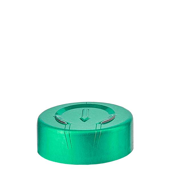 Afsluitdop 20,25 x 7,4 mm met volledige afscheuring, groen Afsluitdop 20,25 x 7,4 mm met volledige afscheuring, groen
