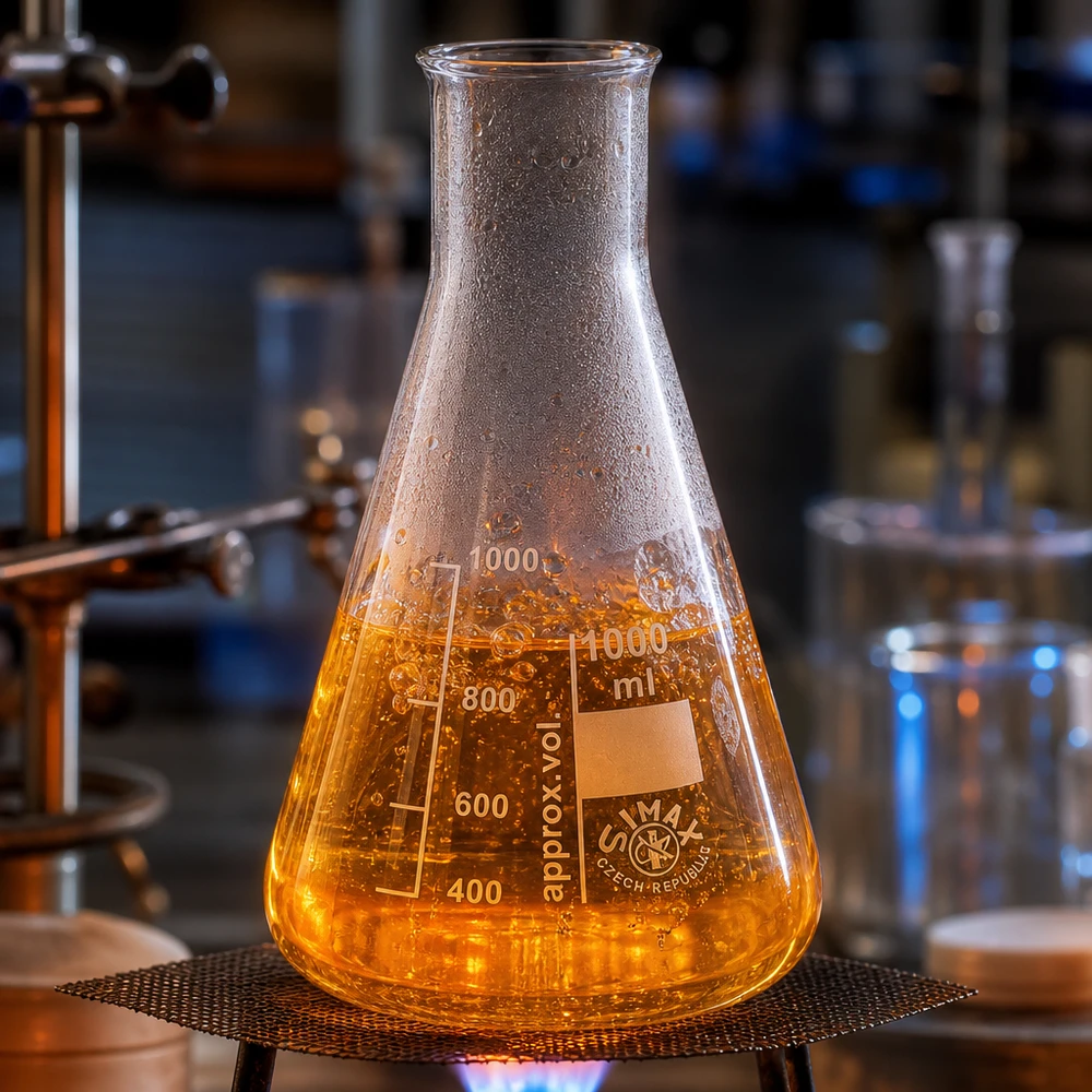 Erlenmeyer 200ml wijde hals borosilicaat met afgeronde rand Erlenmeyer 200ml met wijde hals, ideaal voor mengsels en reacties in de scheikunde